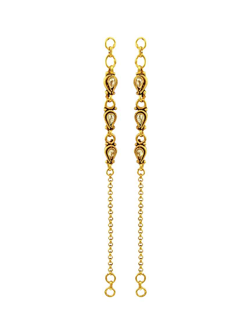 EAR CHAIN in CHECKERED POLKI Style | Design - 13500