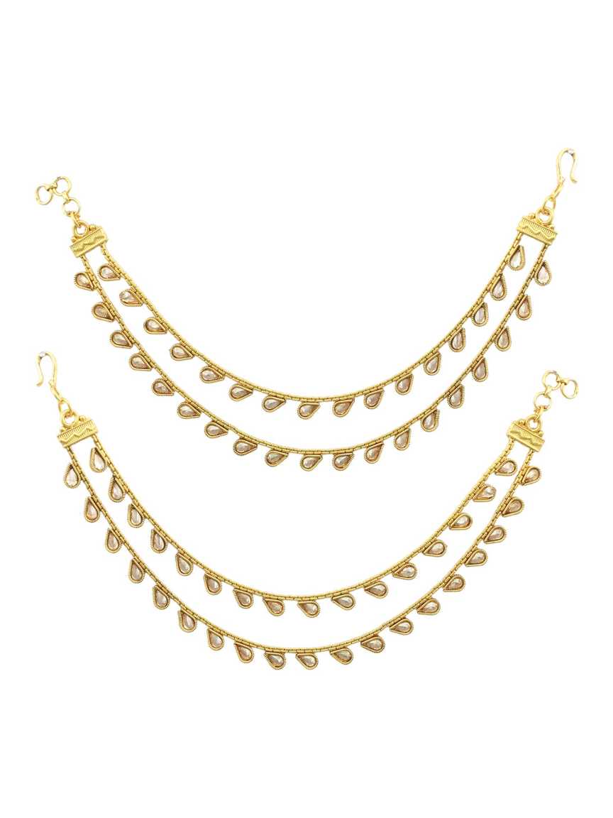 EAR CHAIN in CHECKERED POLKI Style | Design - 16621