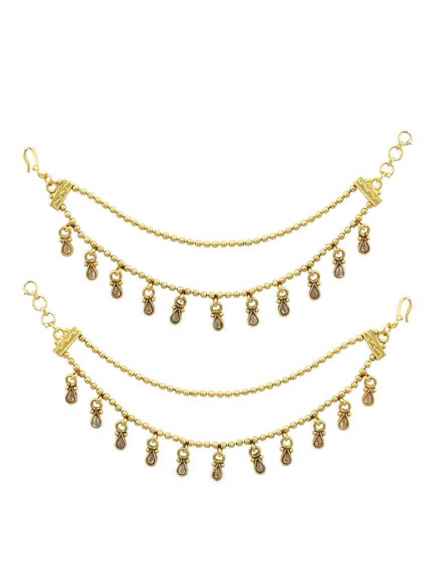 EAR CHAIN in CHECKERED POLKI Style | Design - 16623