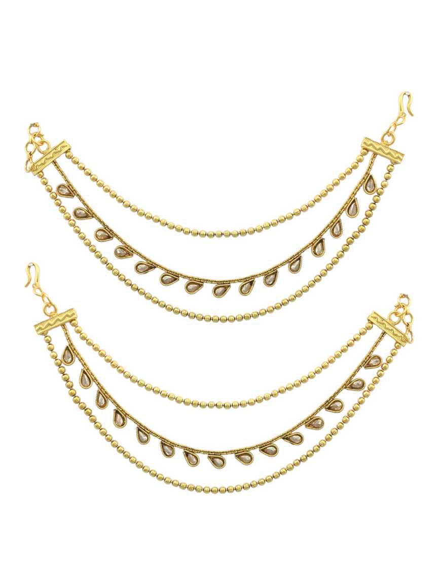 EAR CHAIN in CHECKERED POLKI Style | Design - 16624