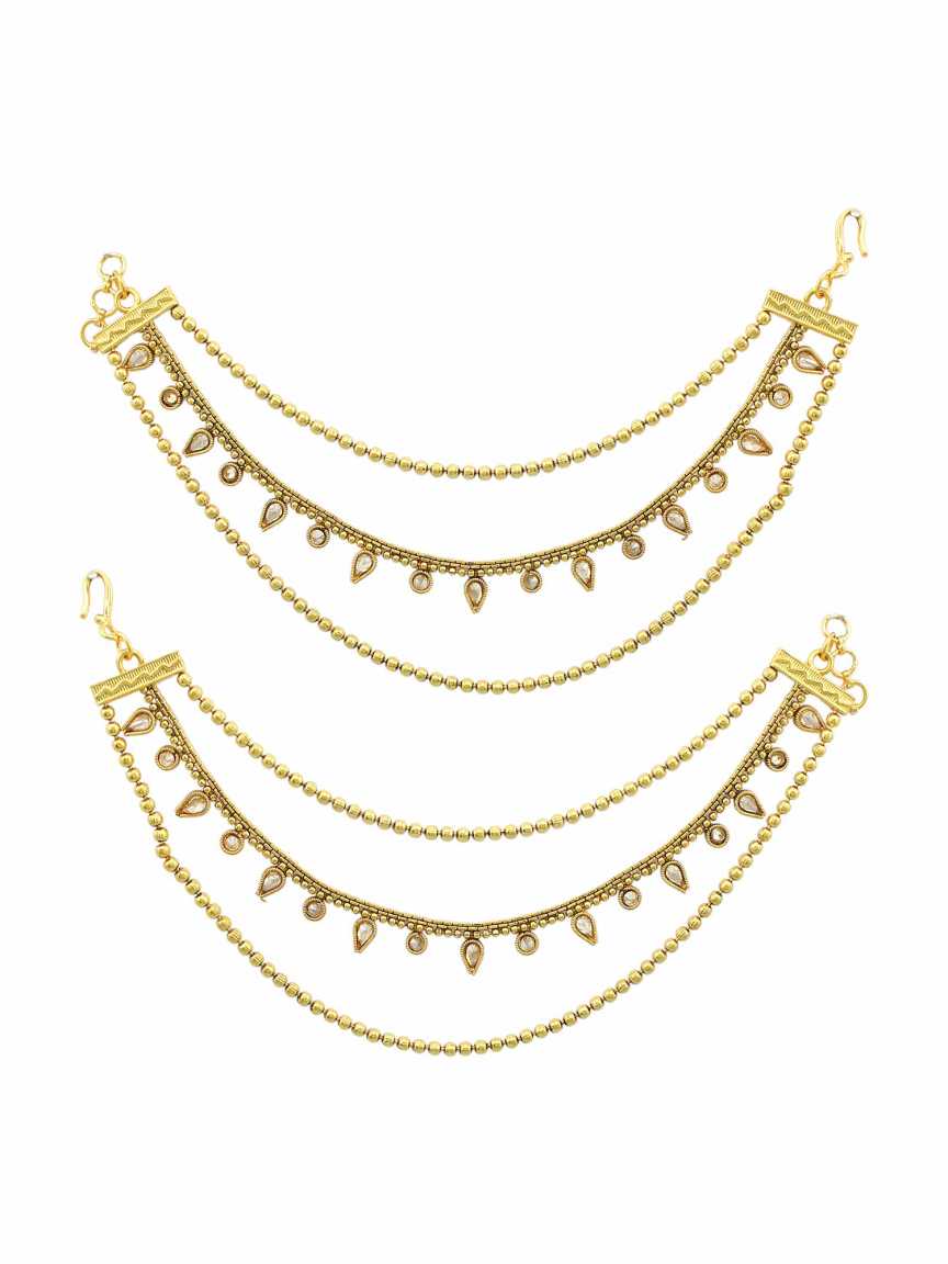 EAR CHAIN in CHECKERED POLKI Style | Design - 16627
