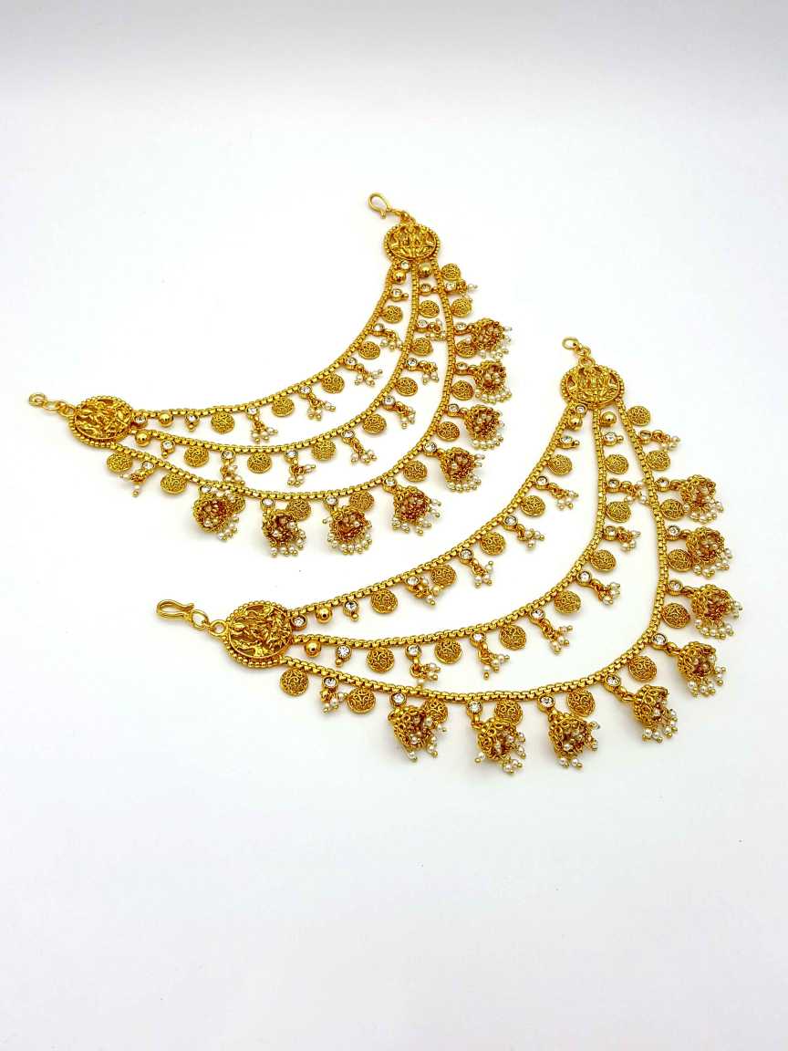EAR CHAIN in CHECKERED POLKI Style | Design - 17658