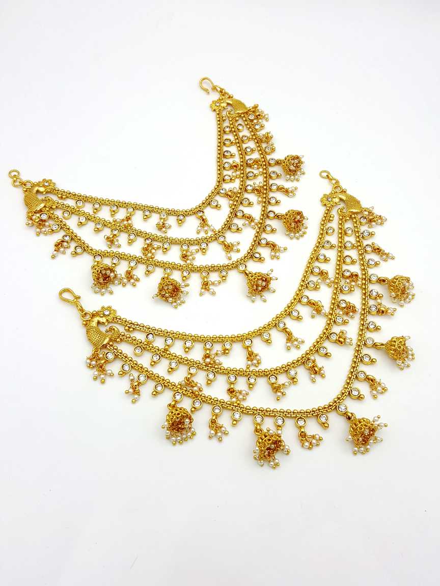 EAR CHAIN in CHECKERED POLKI Style | Design - 17694