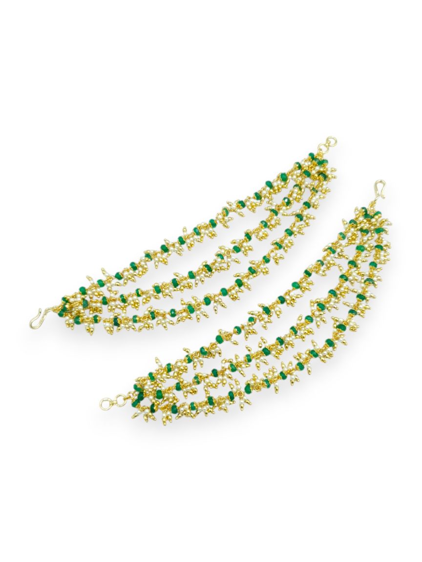 EAR CHAIN IN CHECKERED POLKI STYLE | DESIGN - 21443