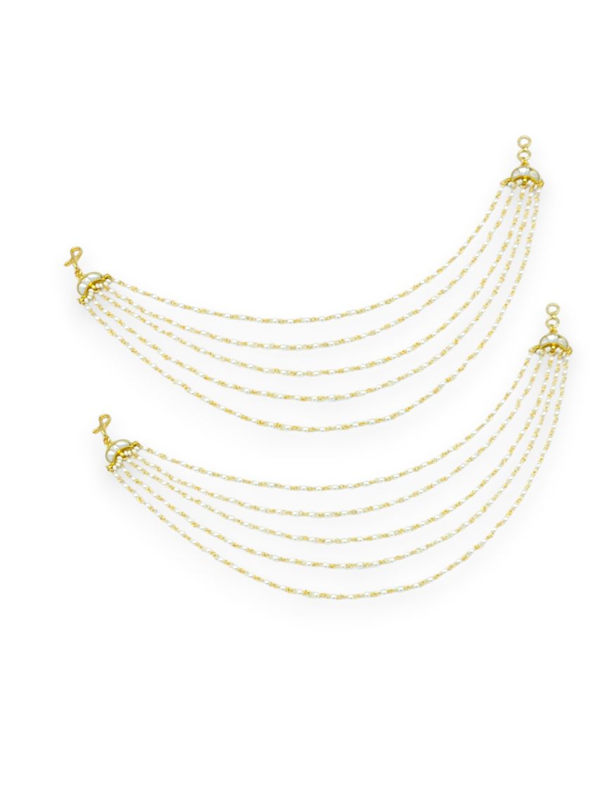 EAR CHAIN IN JADAU KUNDAN STYLE | DESIGN - 23841