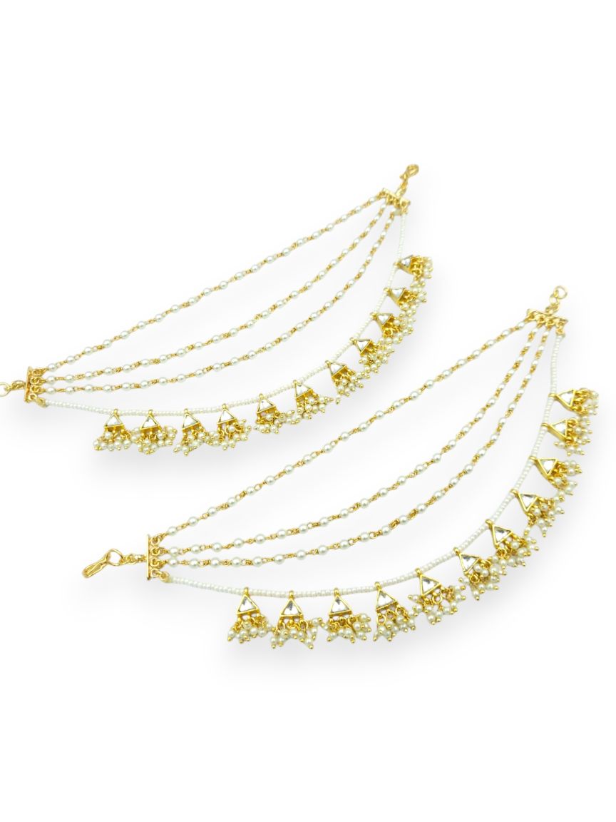 EAR CHAIN IN JADAU KUNDAN STYLE | DESIGN - 23910