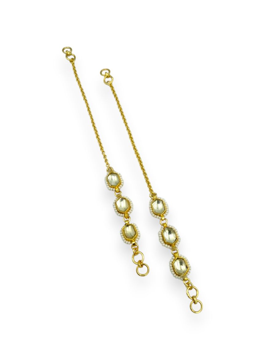 EAR CHAIN IN JADAU KUNDAN STYLE | DESIGN - 23979