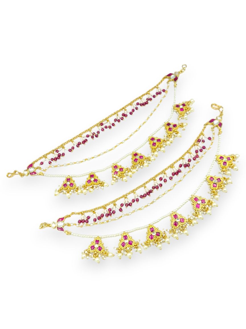 EAR CHAIN IN JADAU KUNDAN STYLE | DESIGN - 23983