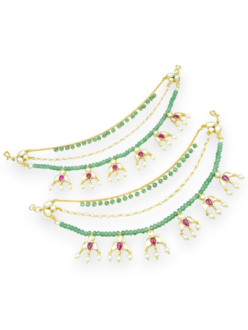 EAR CHAIN IN JADAU KUNDAN STYLE | DESIGN - 23987