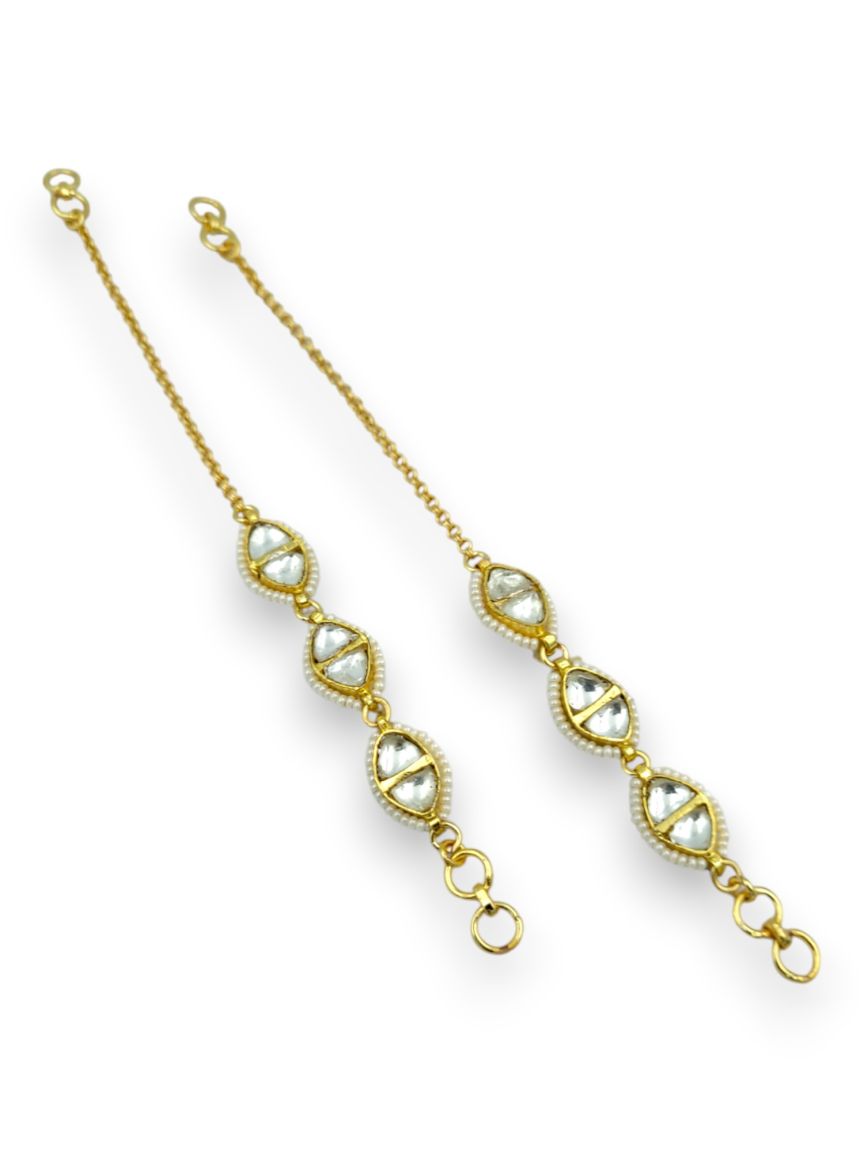 EAR CHAIN IN JADAU KUNDAN STYLE | DESIGN - 24059