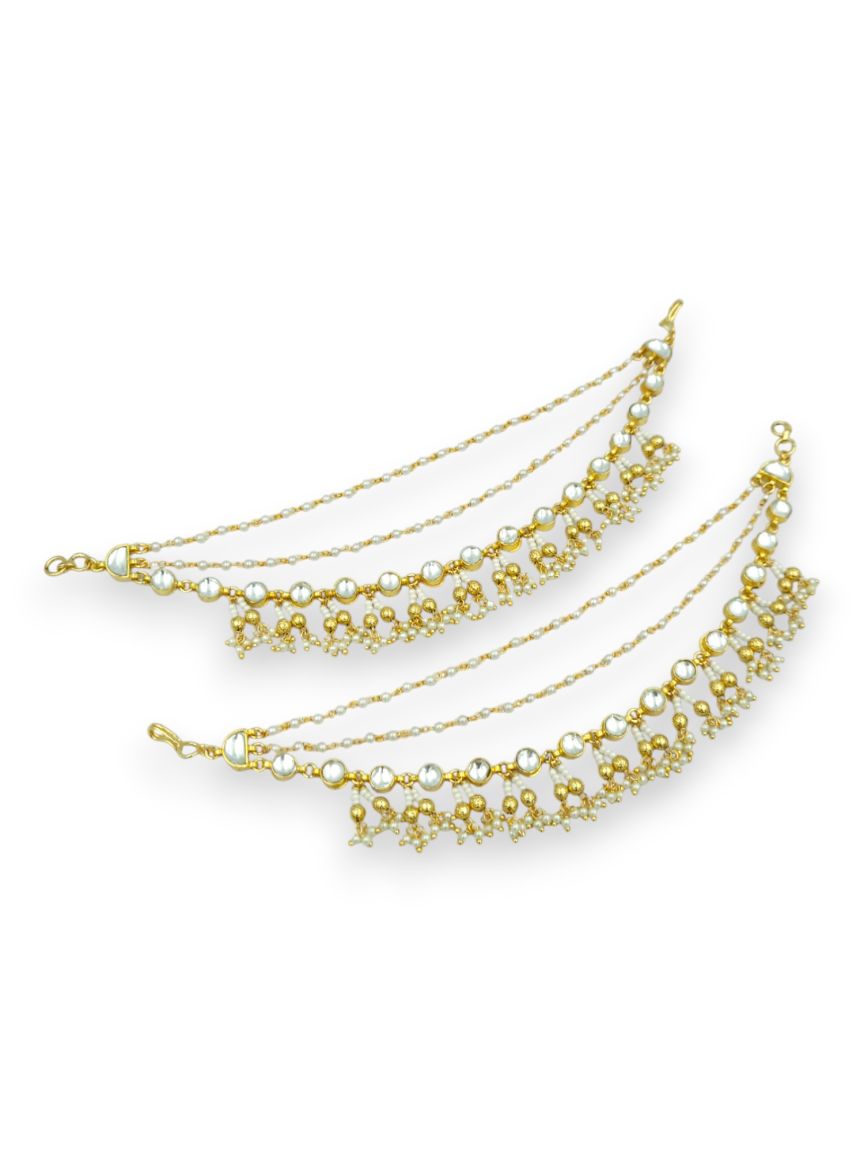 EAR CHAIN IN JADAU KUNDAN STYLE | DESIGN - 24178