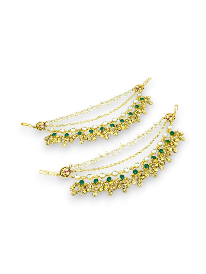 EAR CHAIN IN JADAU KUNDAN STYLE | DESIGN - 24280