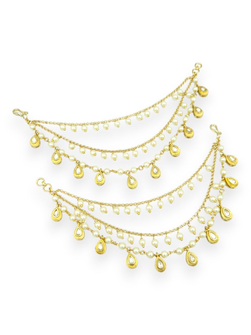 EAR CHAIN IN TRADITIONAL RAJWADI STYLE | DESIGN - 23958
