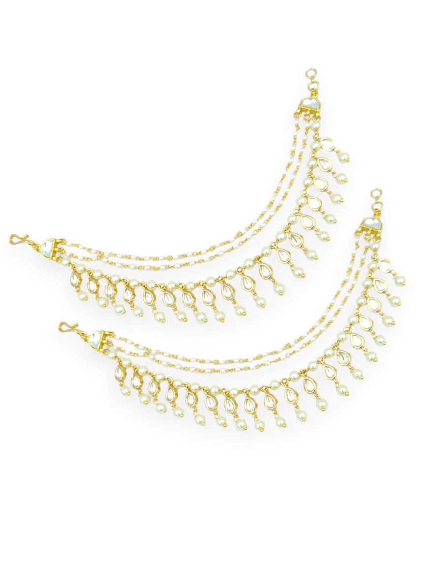 EAR CHAIN IN VILANDI KUNDAN STYLE | DESIGN - 23851