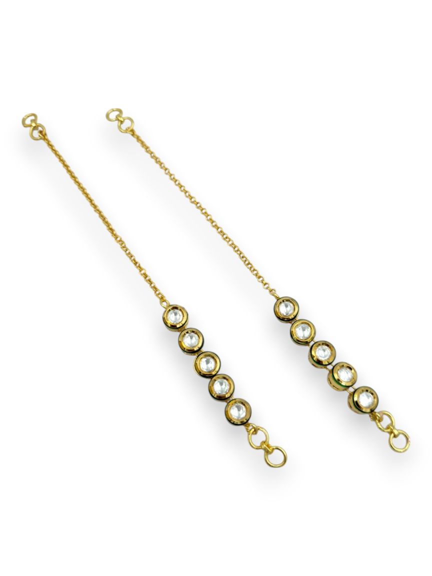 EAR CHAIN IN VILANDI KUNDAN STYLE | DESIGN - 24087