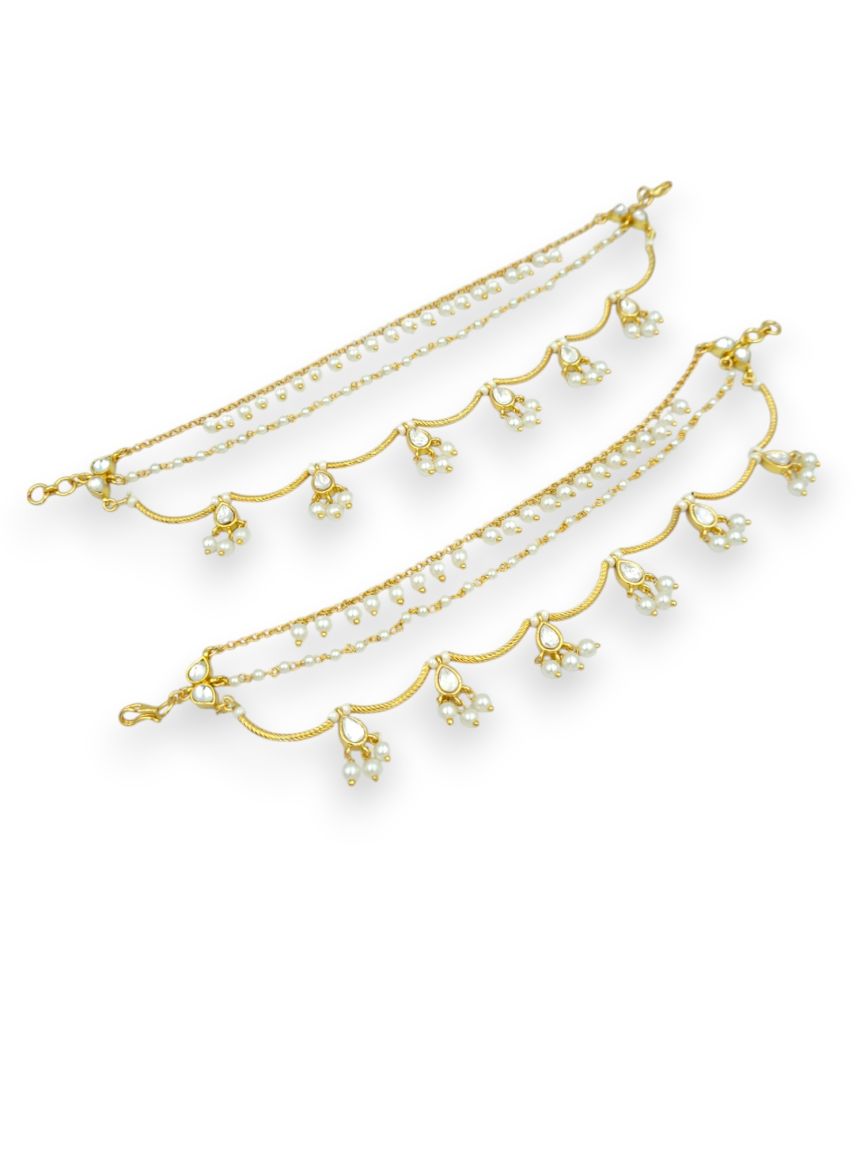 EAR CHAIN IN VILANDI KUNDAN STYLE | DESIGN - 24106