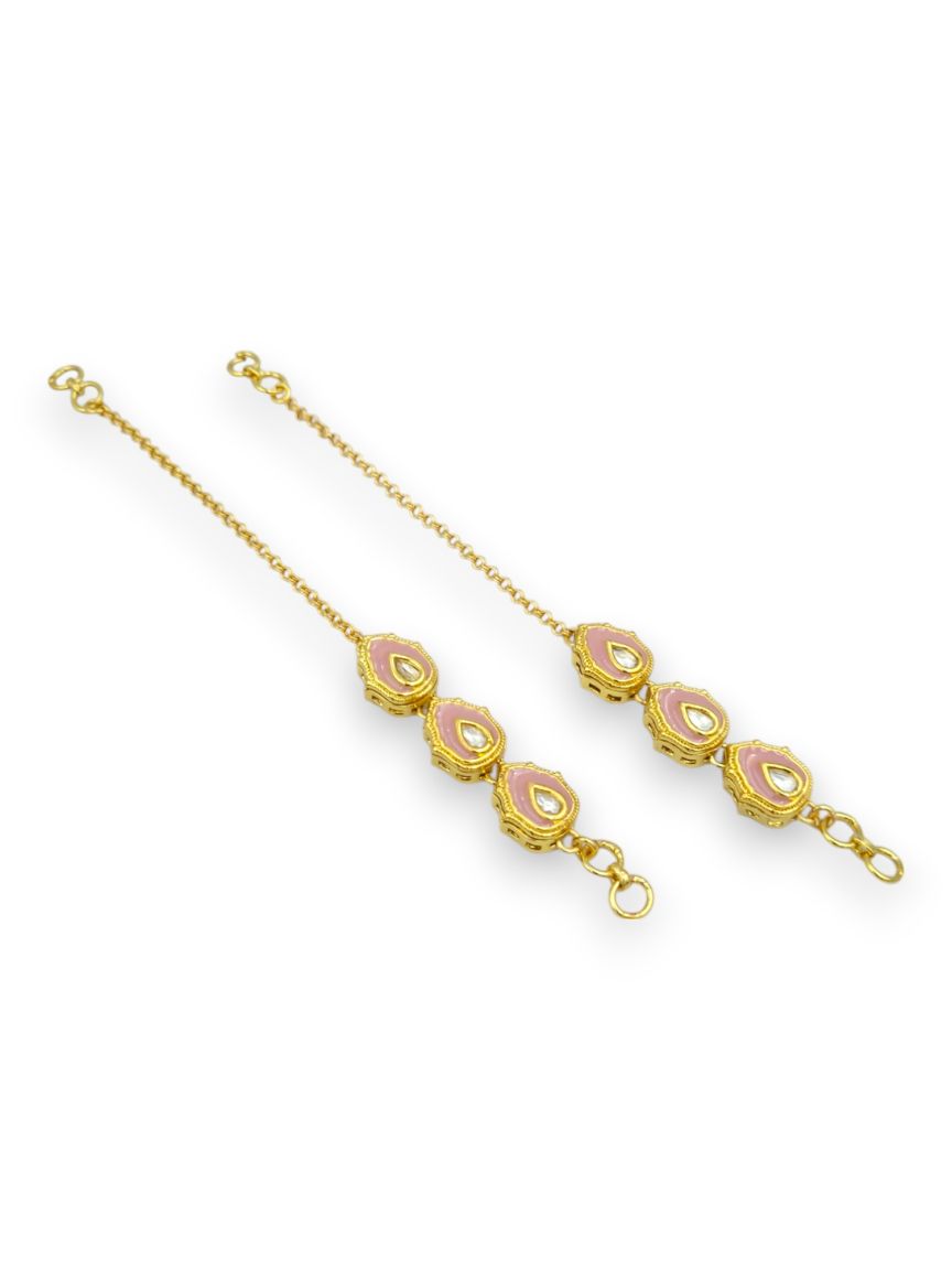 EAR CHAIN IN VILANDI KUNDAN STYLE | DESIGN - 24108