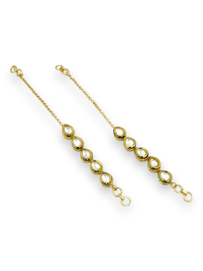 EAR CHAIN IN VILANDI KUNDAN STYLE | DESIGN - 24111