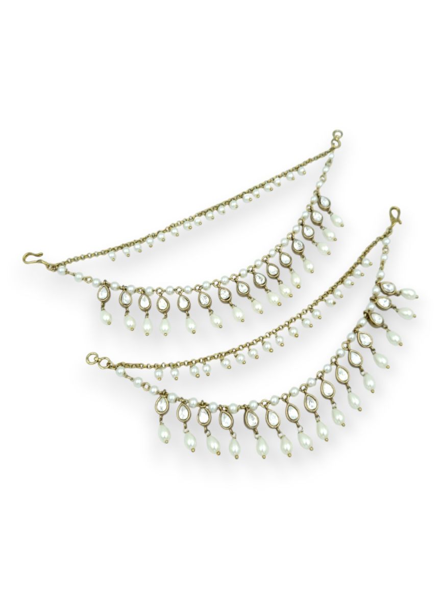 EAR CHAIN IN VILANDI KUNDAN STYLE | DESIGN - 24169