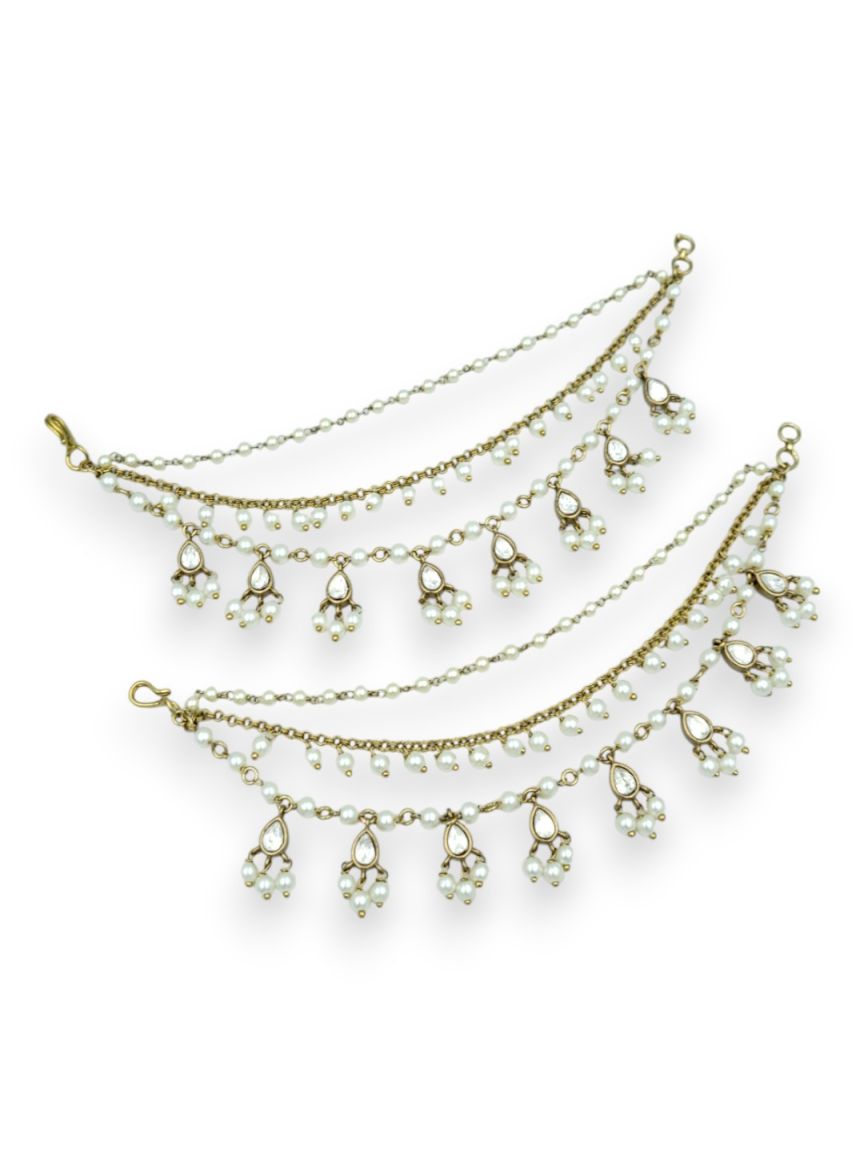 EAR CHAIN IN VILANDI KUNDAN STYLE | DESIGN - 24170