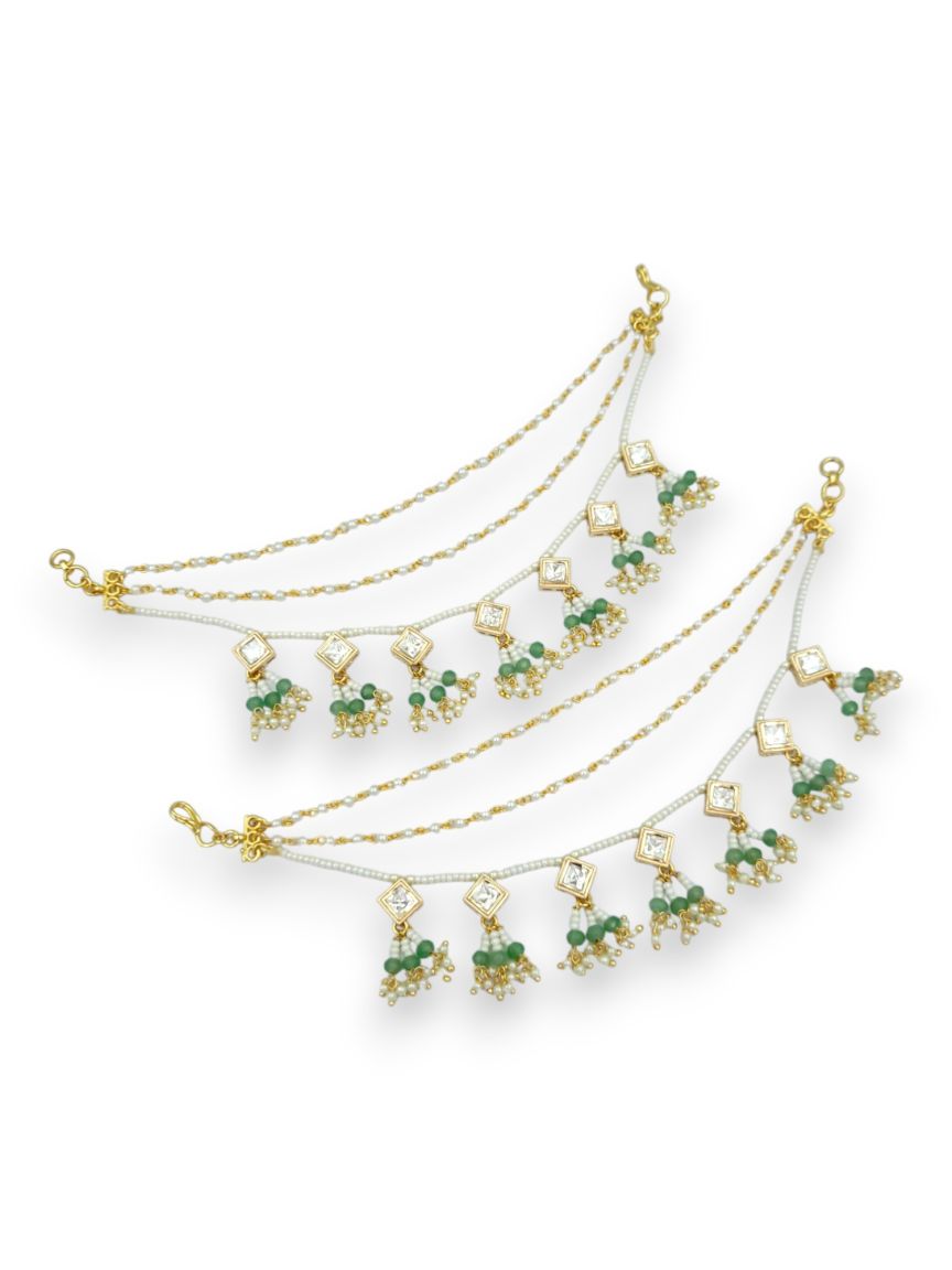 EAR CHAIN IN VILANDI KUNDAN STYLE | DESIGN - 24193