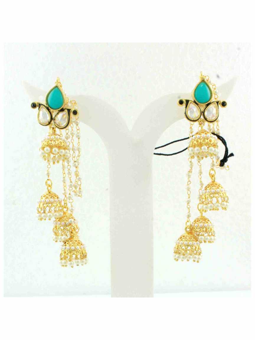 EARRING in CHECKERED POLKI Style | Design - 10300