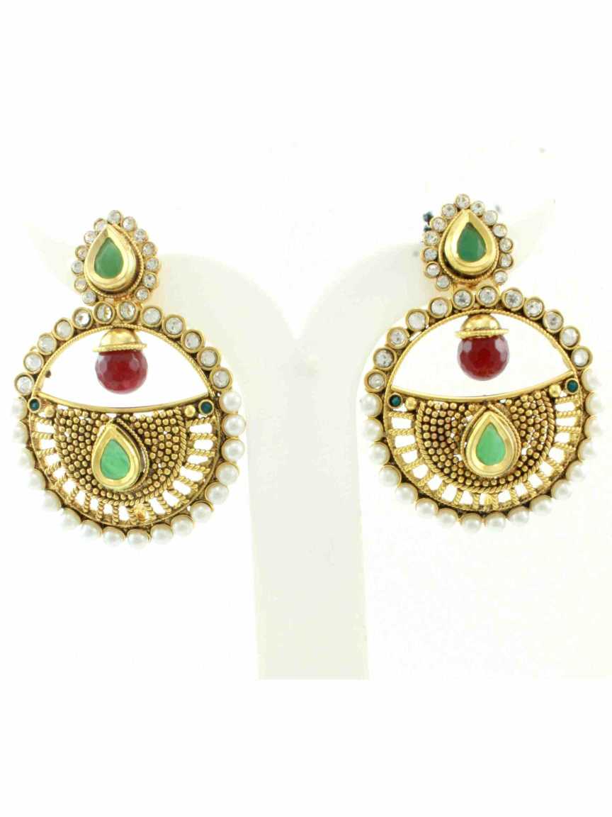 EARRING in CHECKERED POLKI Style | Design - 10368