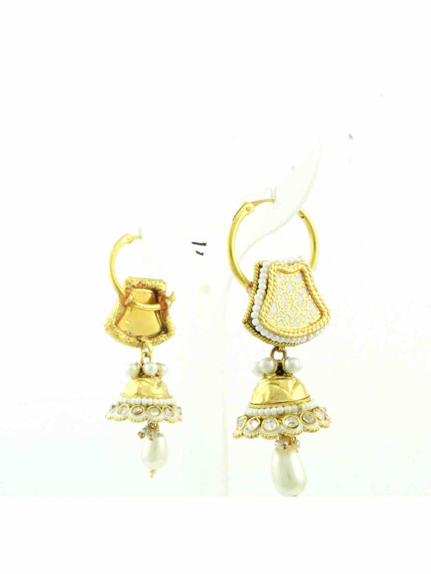 EARRING in CHECKERED POLKI Style | Design - 10537