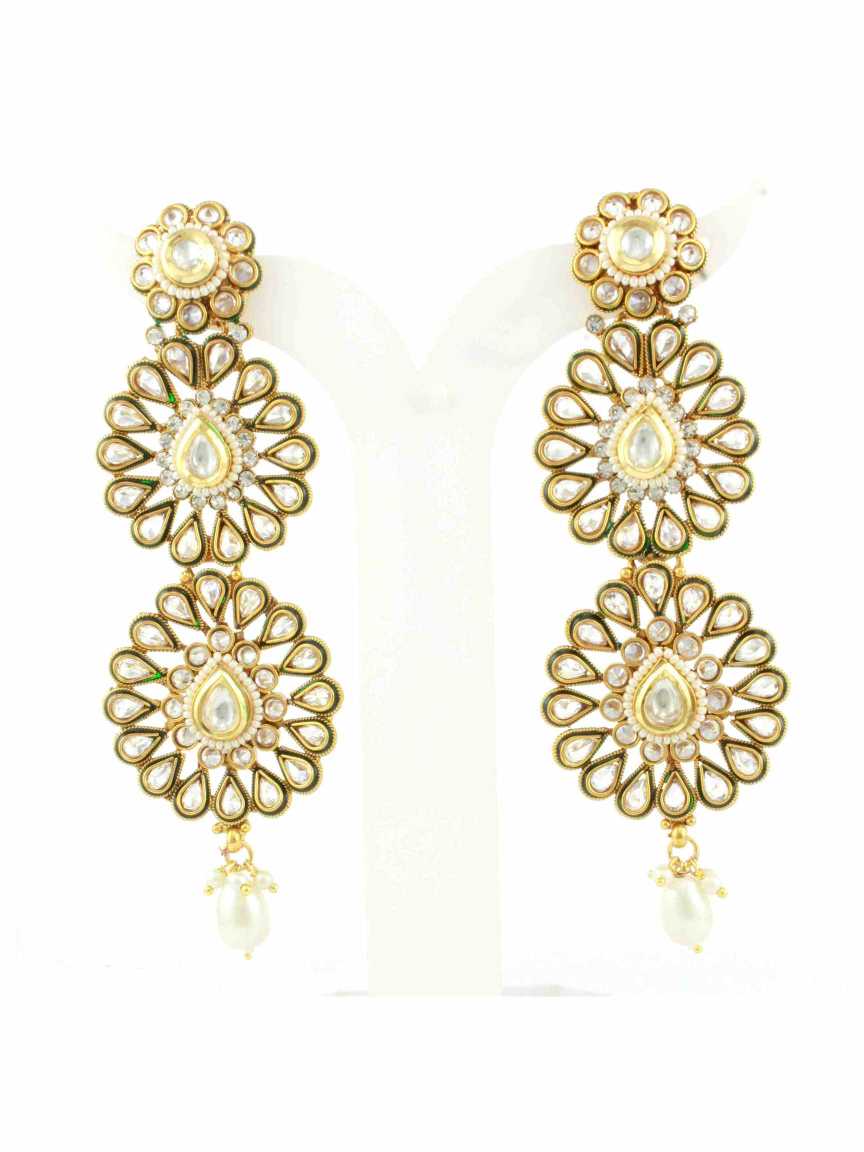 EARRING in CHECKERED POLKI Style | Design - 10598