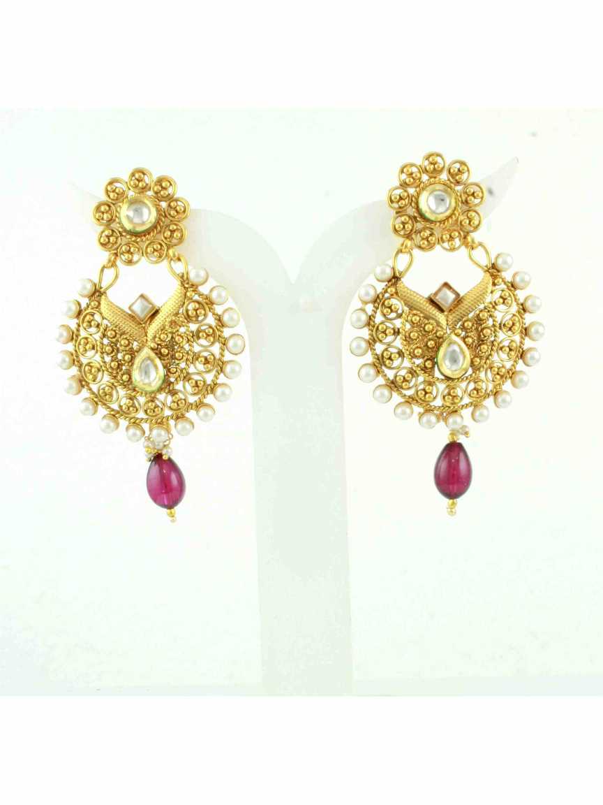 EARRING in CHECKERED POLKI Style | Design - 10602