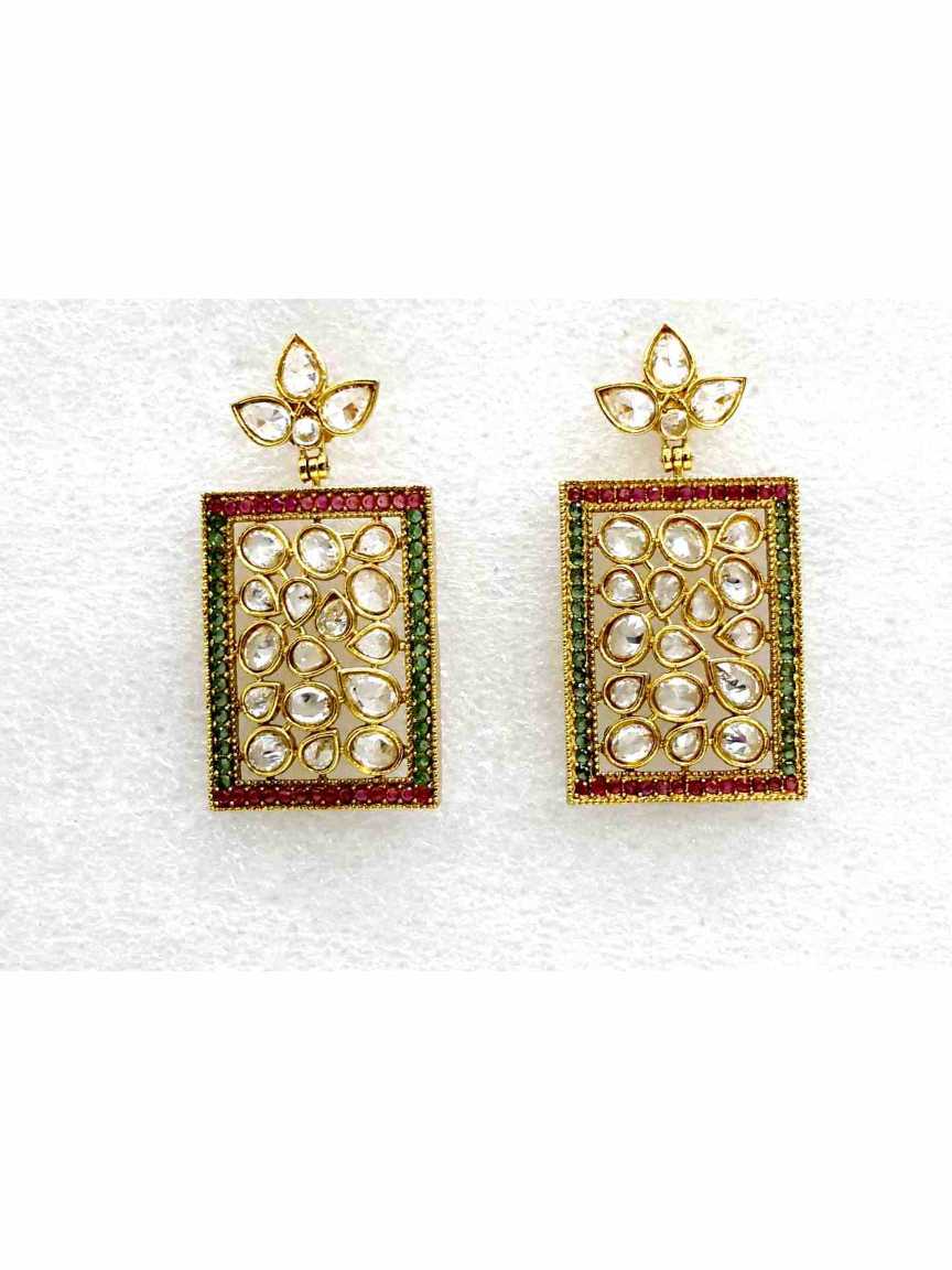 EARRING in CHECKERED POLKI Style | Design - 12235