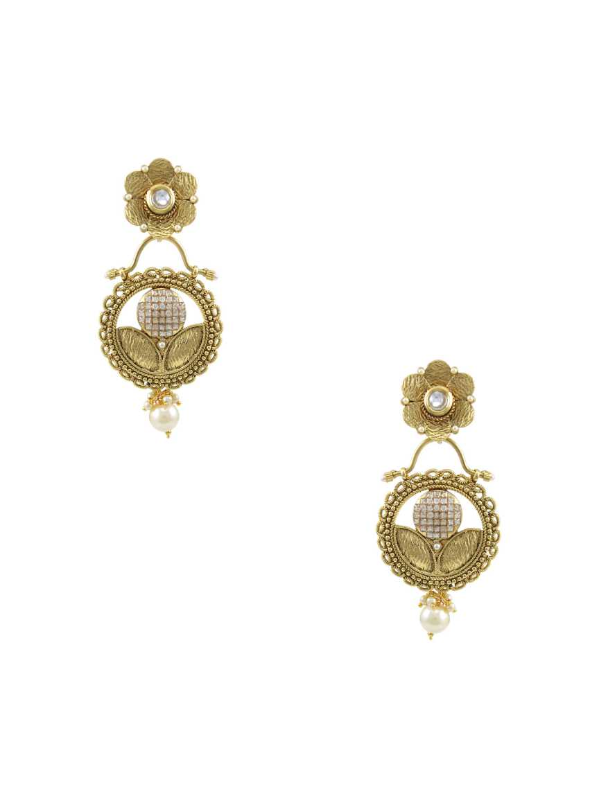 EARRING in CHECKERED POLKI Style | Design - 13633