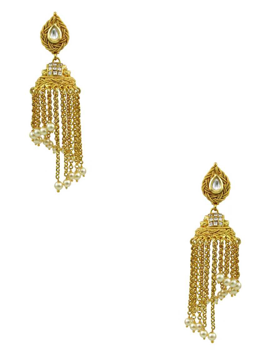 EARRING in CHECKERED POLKI Style | Design - 14119