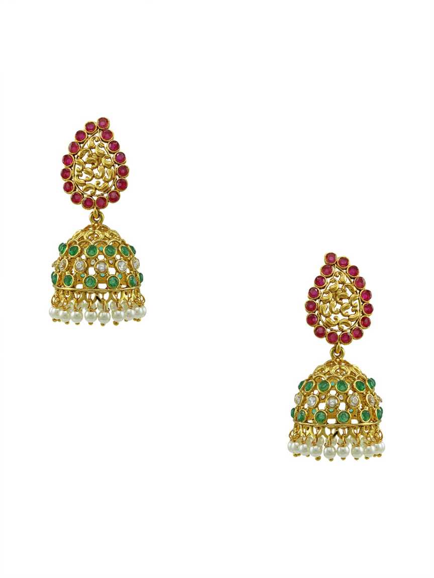 EARRING in CHECKERED POLKI Style | Design - 14383
