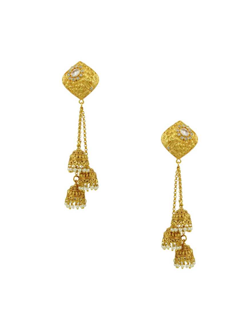 EARRING in CHECKERED POLKI Style | Design - 14521