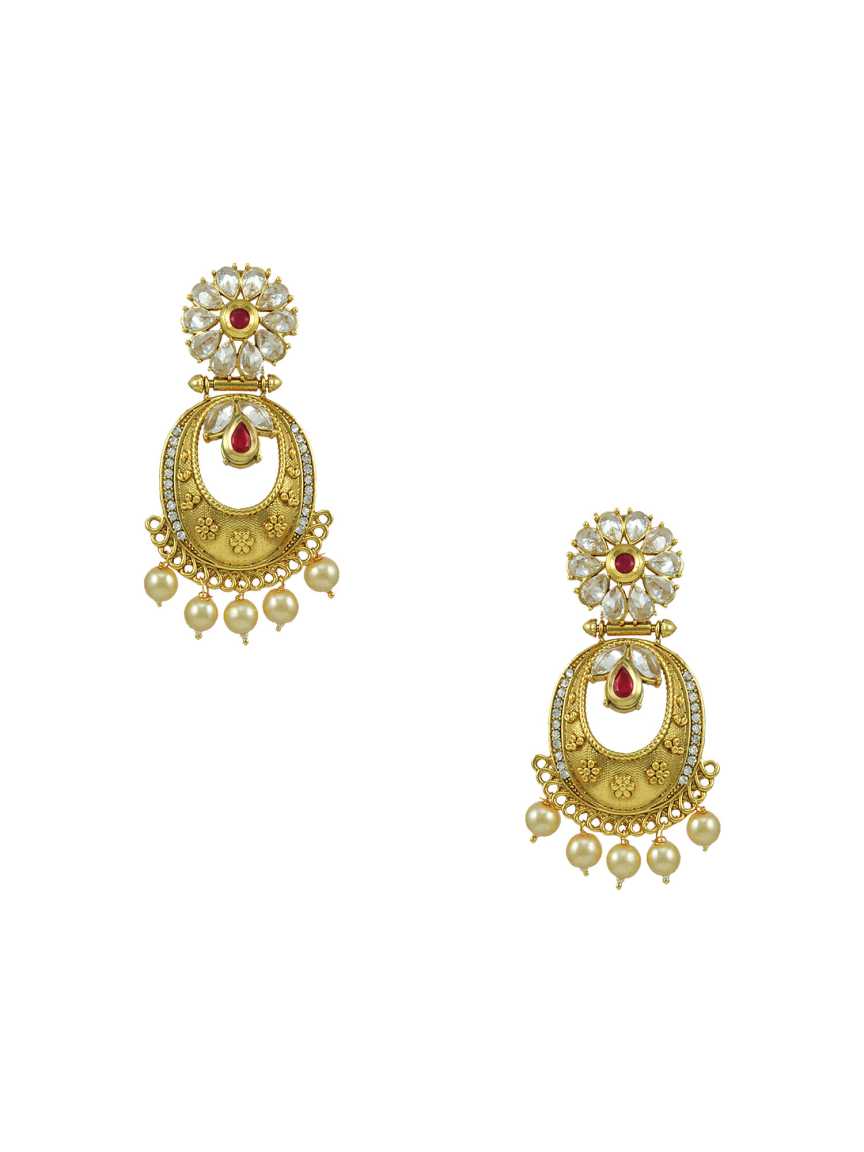 EARRING in CHECKERED POLKI Style | Design - 14902