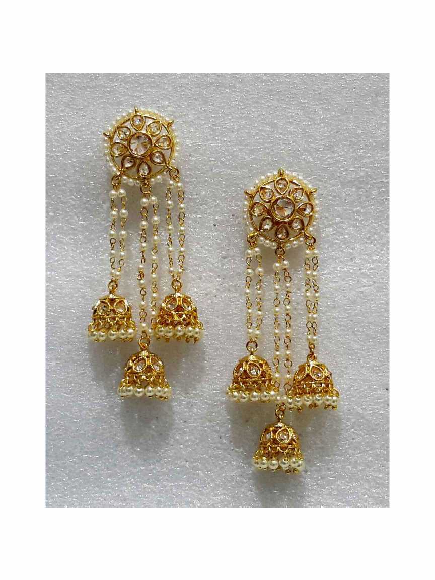 EARRING in CHECKERED POLKI Style | Design - 15028
