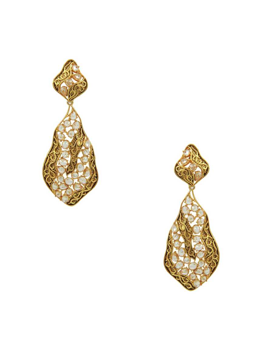 EARRING in CHECKERED POLKI Style | Design - 15528