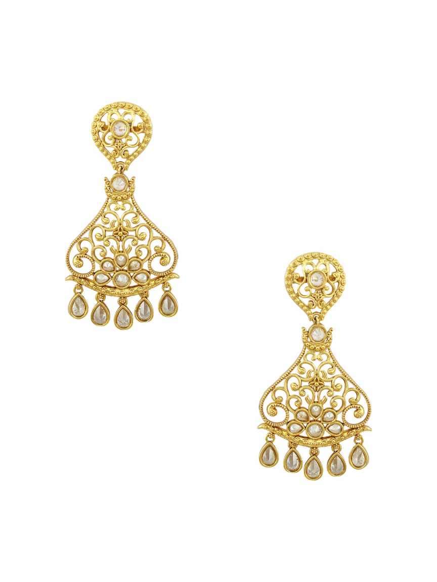 EARRING in CHECKERED POLKI Style | Design - 15864