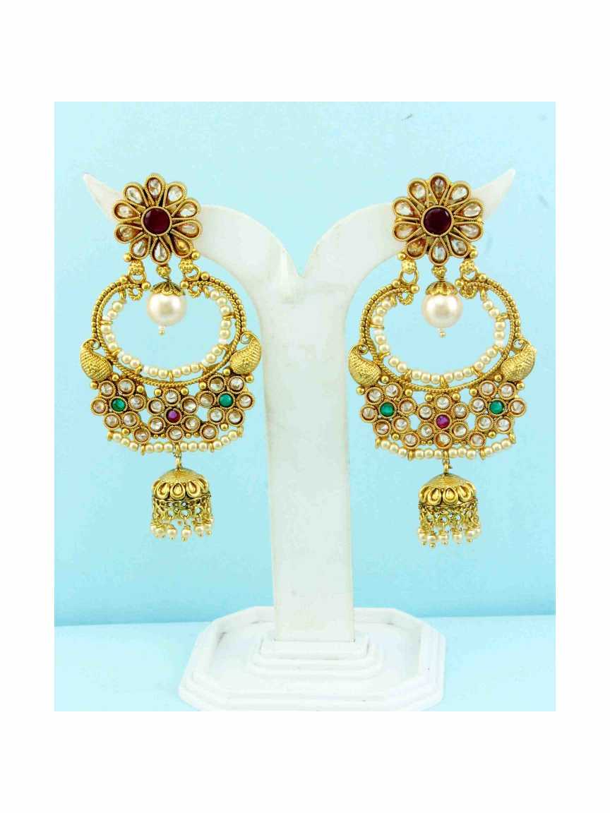 EARRING in CHECKERED POLKI Style | Design - 16208