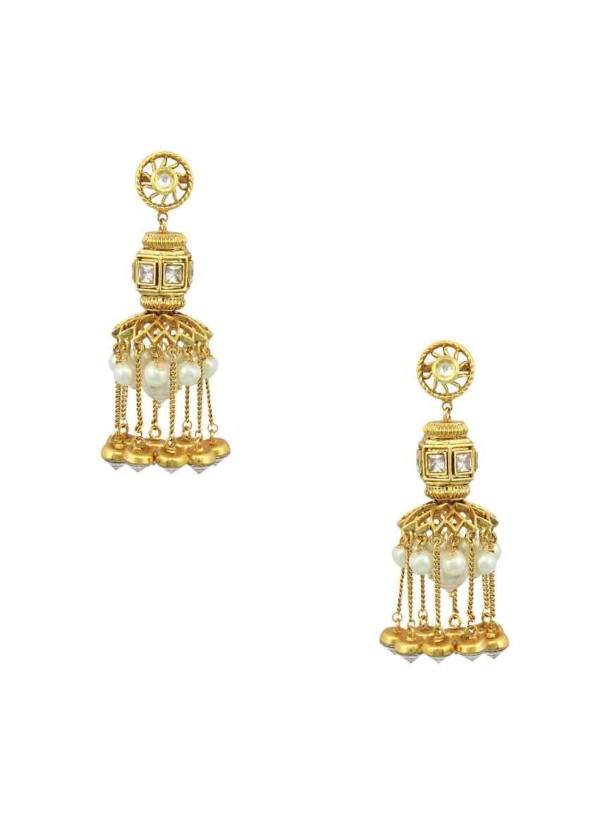 EARRING in CHECKERED POLKI Style | Design - 16233