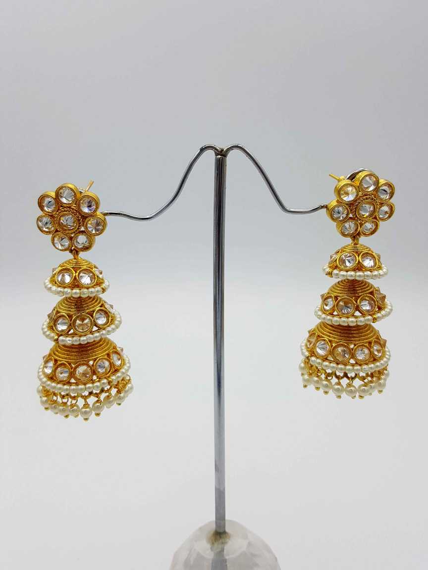 EARRING in CHECKERED POLKI Style | Design - 16293