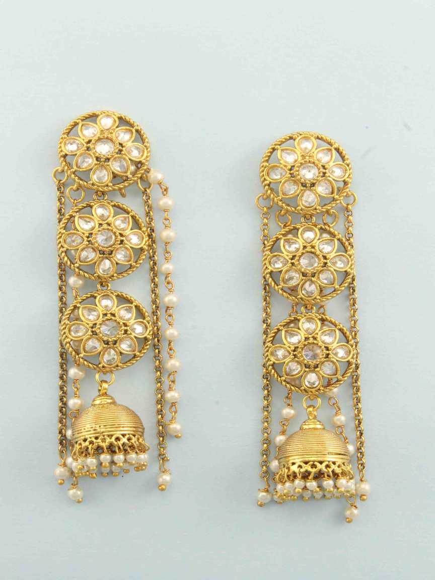 EARRING in CHECKERED POLKI Style | Design - 16341