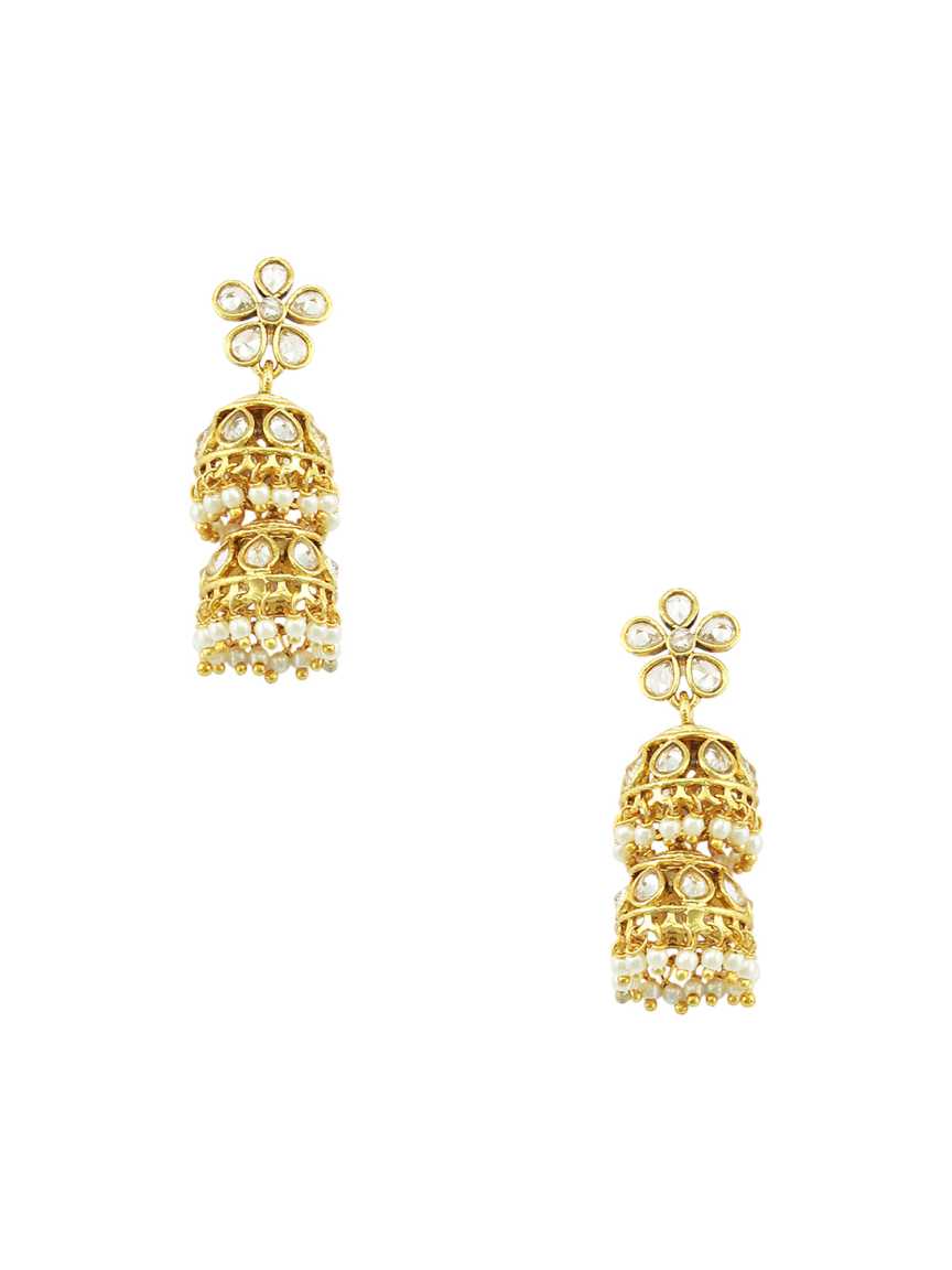 EARRING in CHECKERED POLKI Style | Design - 16505