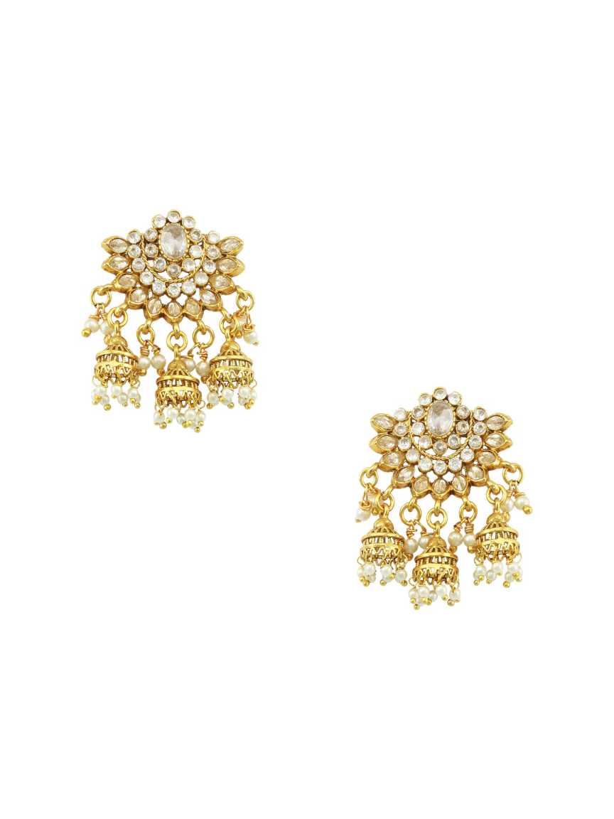 EARRING in CHECKERED POLKI Style | Design - 16506