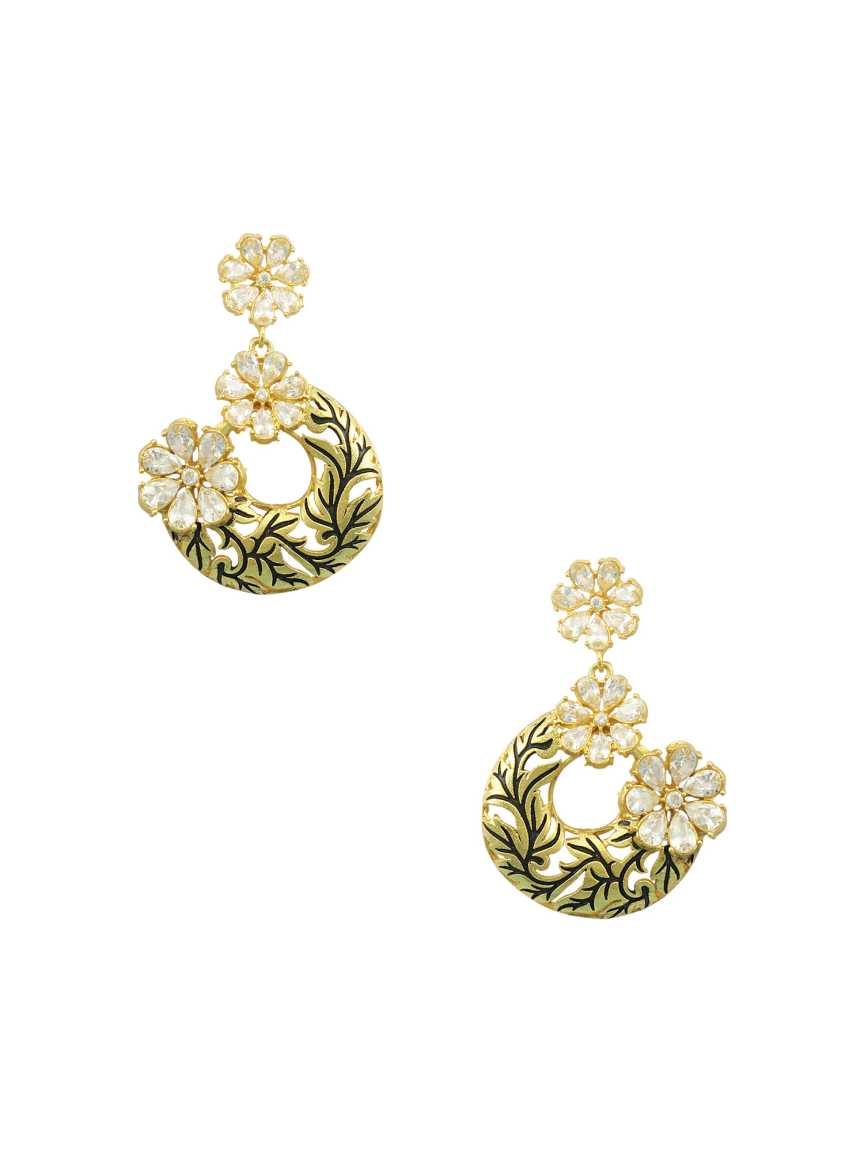 EARRING in CHECKERED POLKI Style | Design - 16706