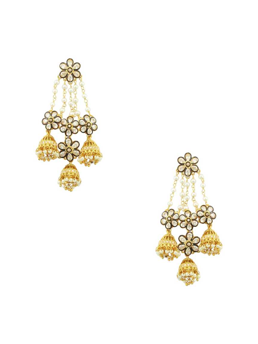 EARRING in CHECKERED POLKI Style | Design - 16890