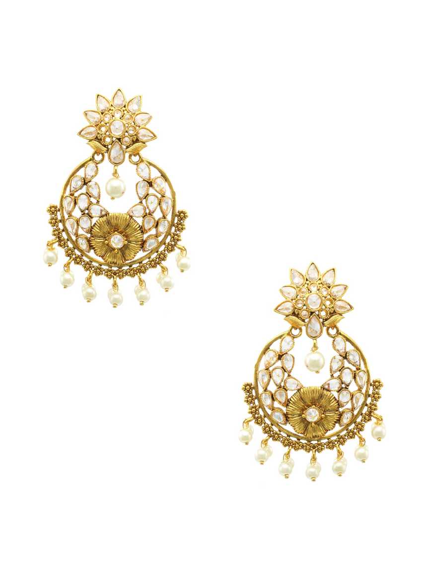 EARRING in CHECKERED POLKI Style | Design - 17212