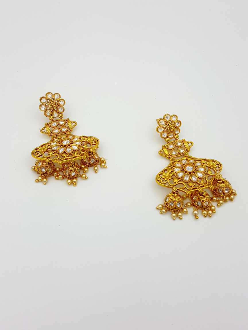 EARRING in CHECKERED POLKI Style | Design - 17538