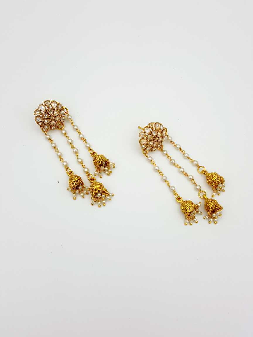 EARRING in CHECKERED POLKI Style | Design - 17550